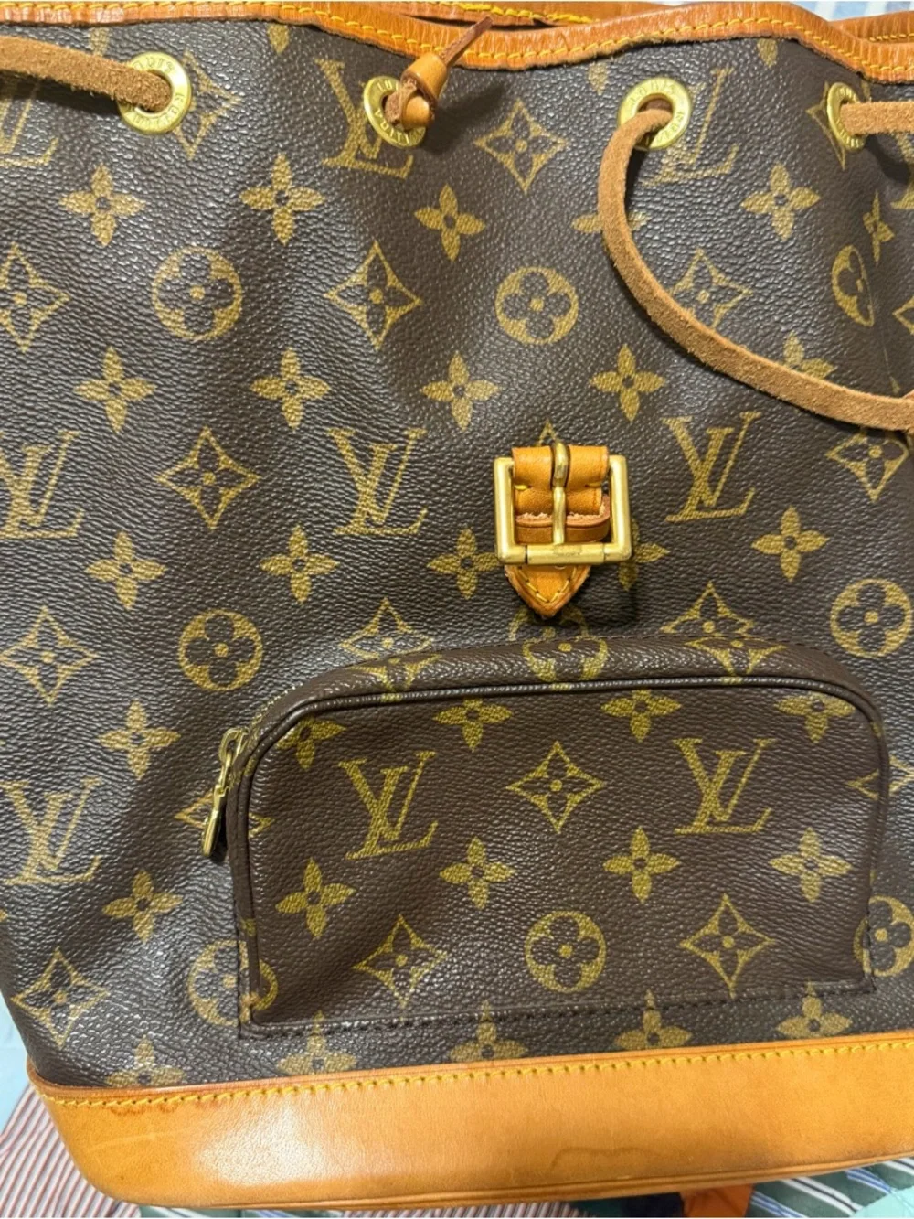 Louis Vuitton Monogram Canvas Backpack in Brown with Tan Trim and Gold Hardware - Picture 7 of 8